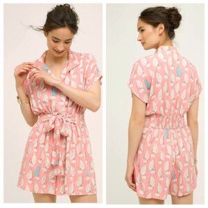 Anthropologie Maeve Tourista Romper Pink Sailboat Size 2